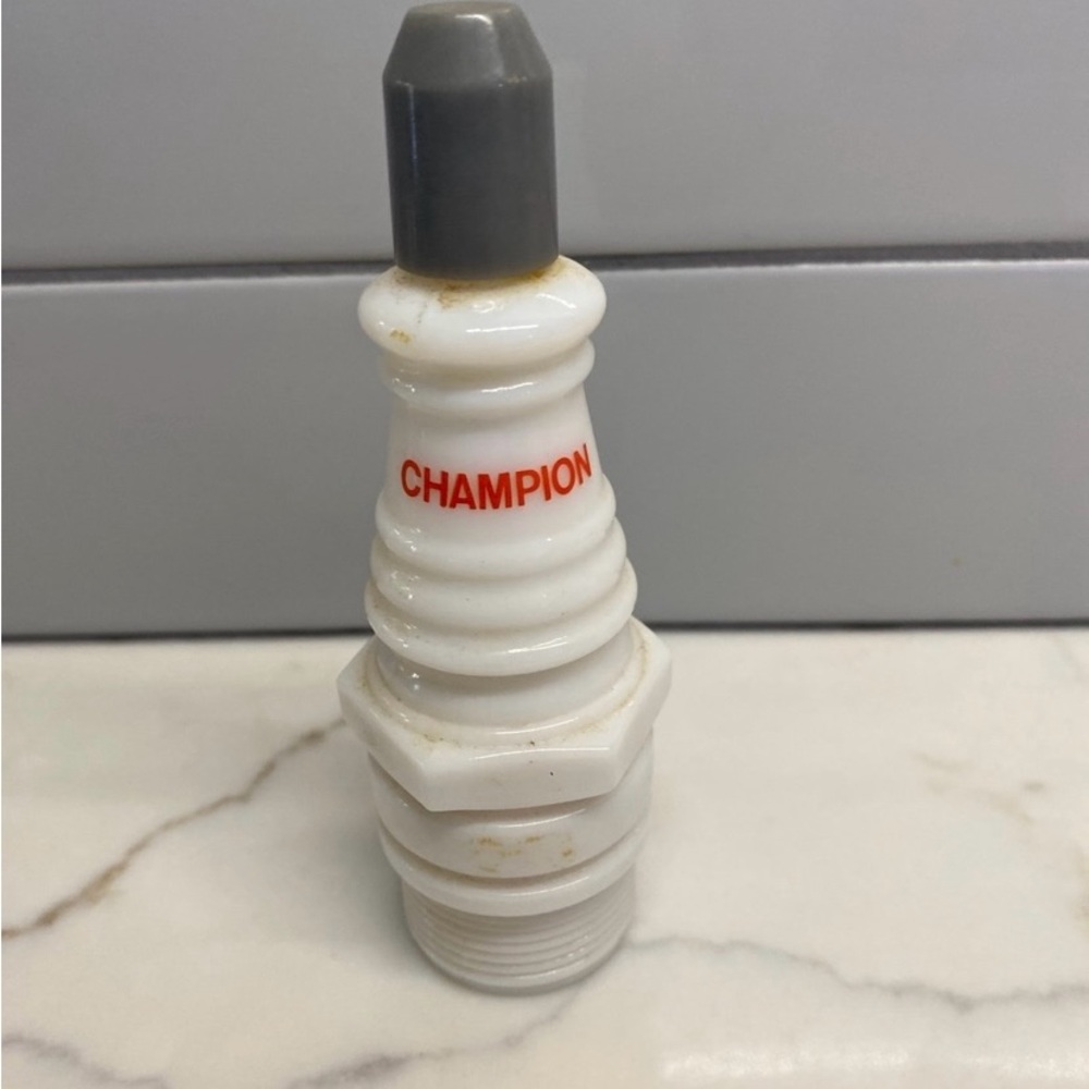 AVON Champion White and Gray Spark Plug Bottle